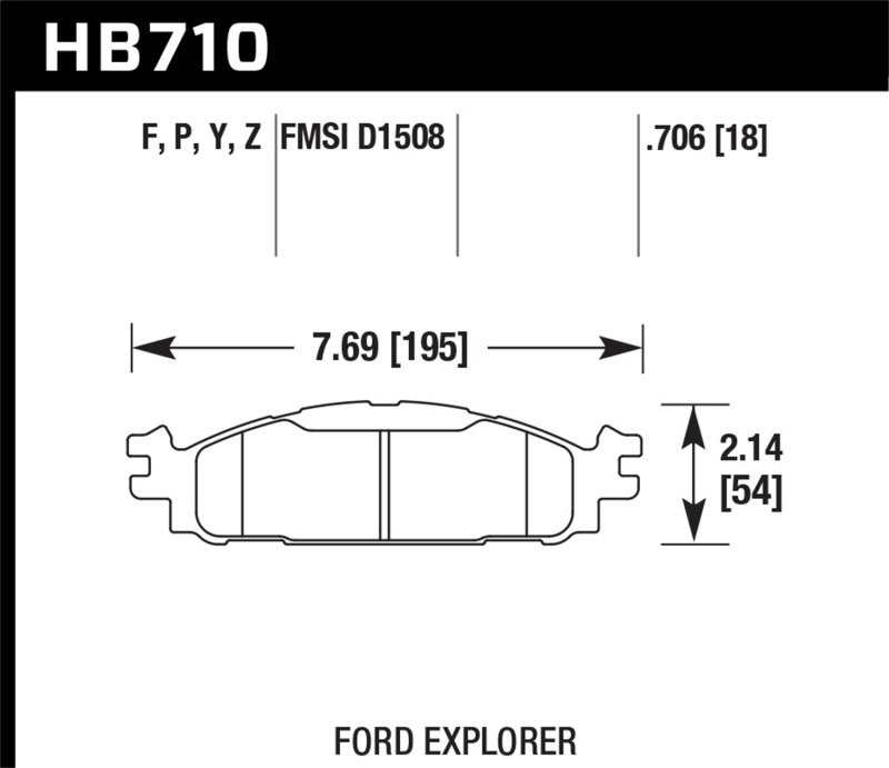 Ford Explorer Brake Pad Set - Front - Hawk Performance - HPS 5.0 - `11-`19